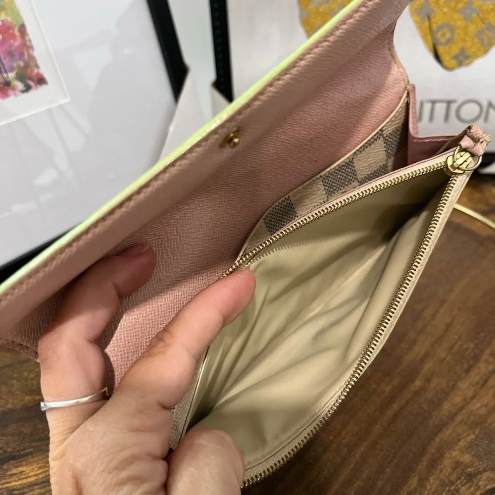 Louis Vuitton Damier Azur Emilie Wallet w/ Pink/Green! - Picture 9 of 11